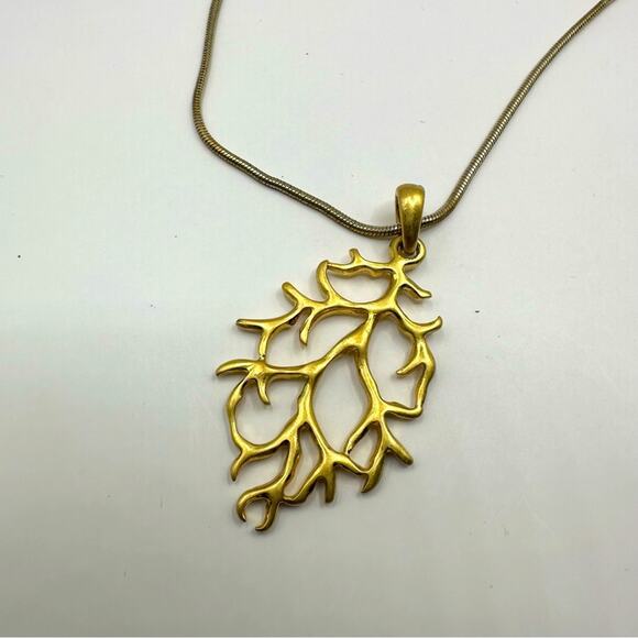 Lia Sophia Branch Out Matte Gold Tone 24KGB Snake Necklace - Picture 3 of 11